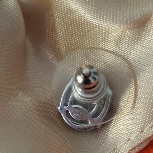 Karis, New, Stamped, Diamond Accent Stud Earrings in Platinum Bond - Picture 3 of 7